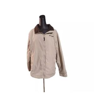 Columbia Sportswear Co. Womens Sz M Cream Jacket Zipper Coat Brown Fleece Lining